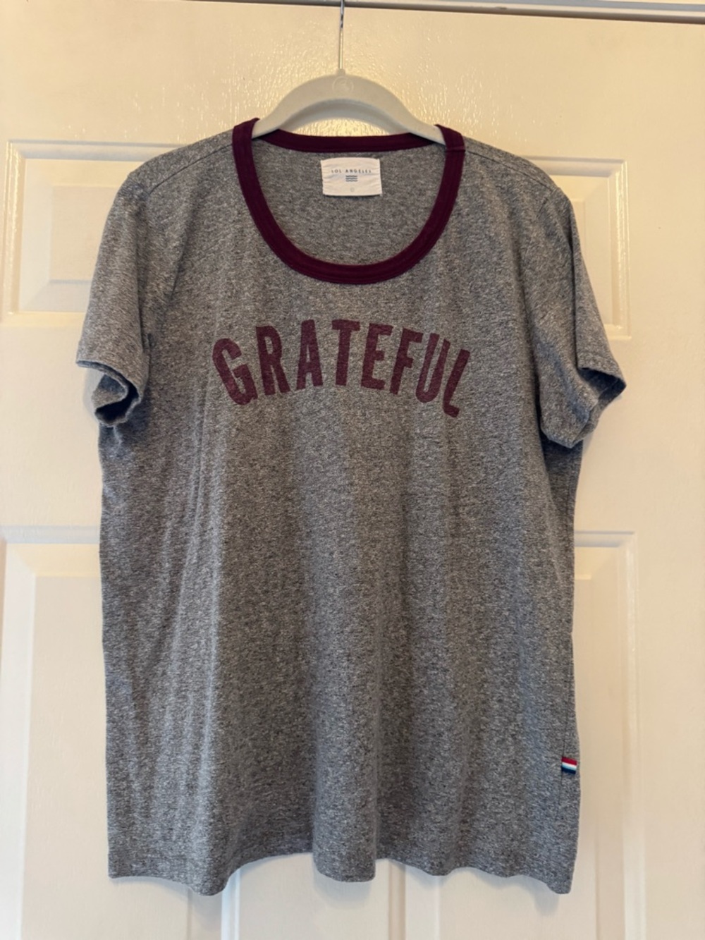 Sol Angeles Grateful Grey Tee with Maroon Trim